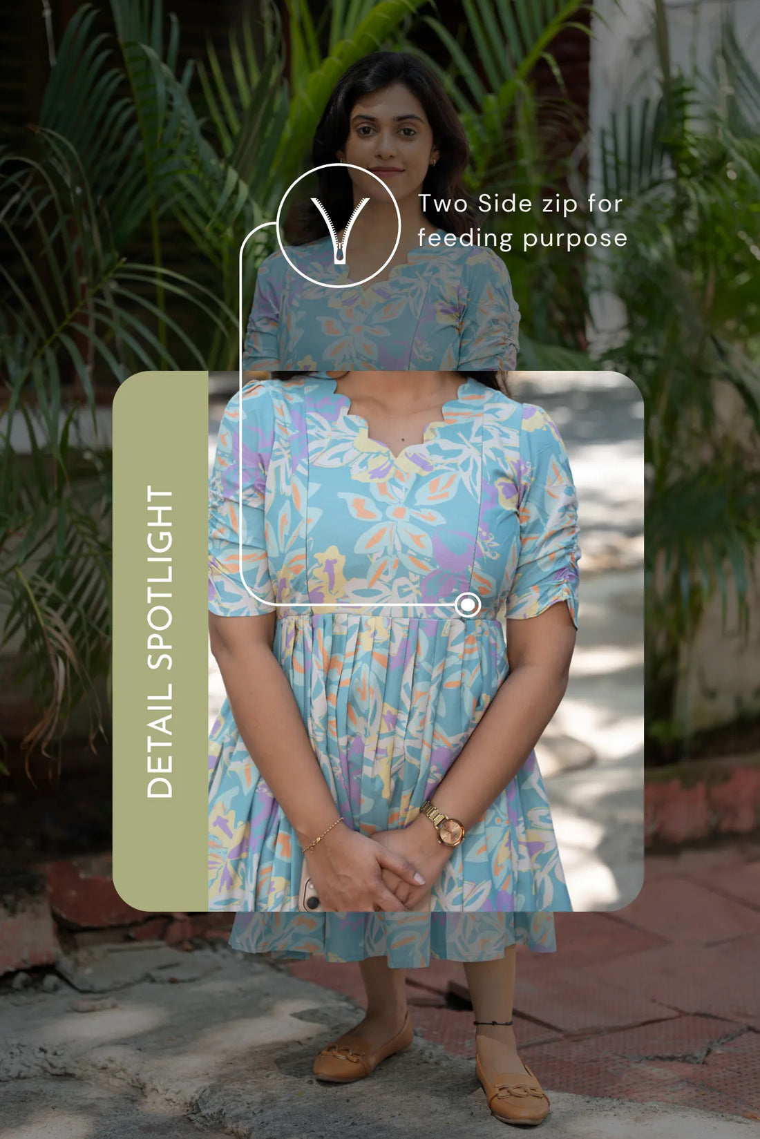 Blue Misty Blue Printed Maternity and Feeding Maxi Outfit