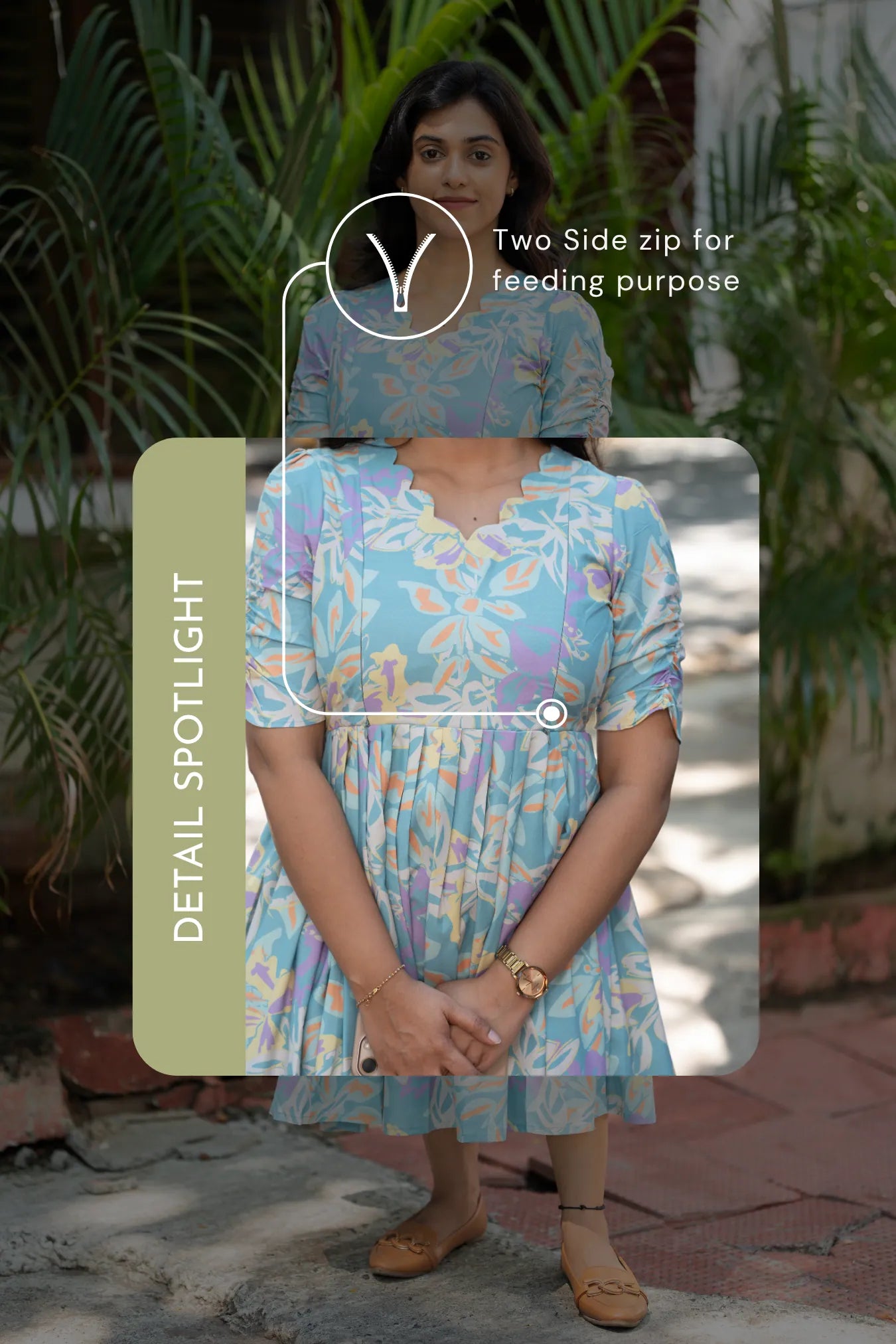 Blue Misty Blue Printed Maternity and Feeding Maxi Outfit