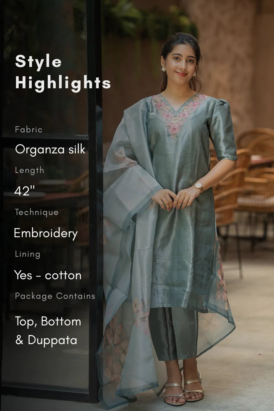 Primerose Green Organza Silk Kurta Set with Dupatta