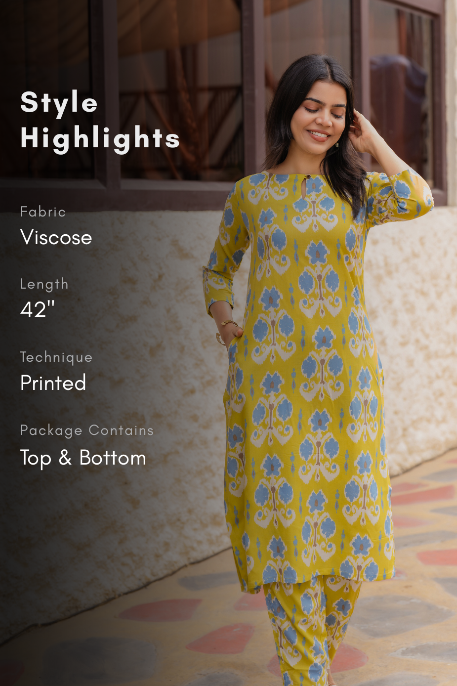 Whispering Winds Green Viscose Co-ord with Boat Neck & 3/4th Sleeves