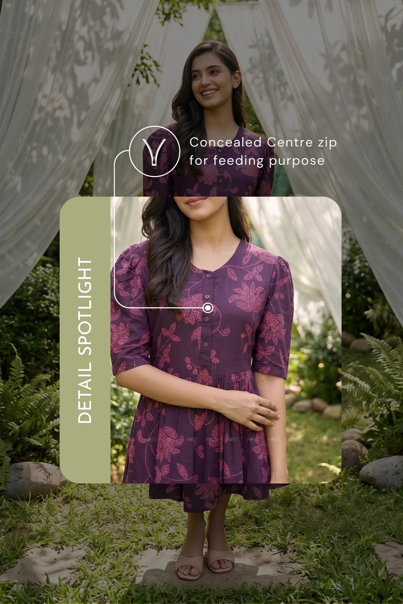 Petal Eclipse Purple Floral Printed Maternity and Feeding Maxi Dress
