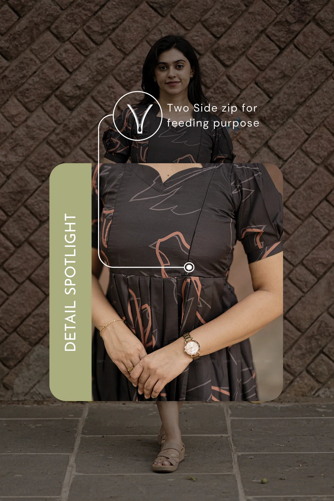Dark Muse Florals Black Floral Printed Maternity and Feeding Wear