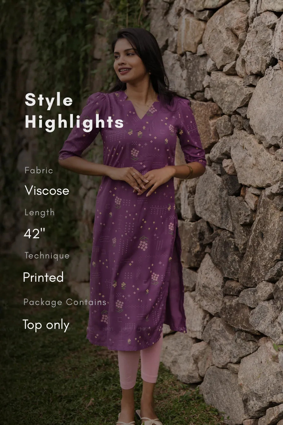 Violet Daze Viscose Printed Everyday Kurta