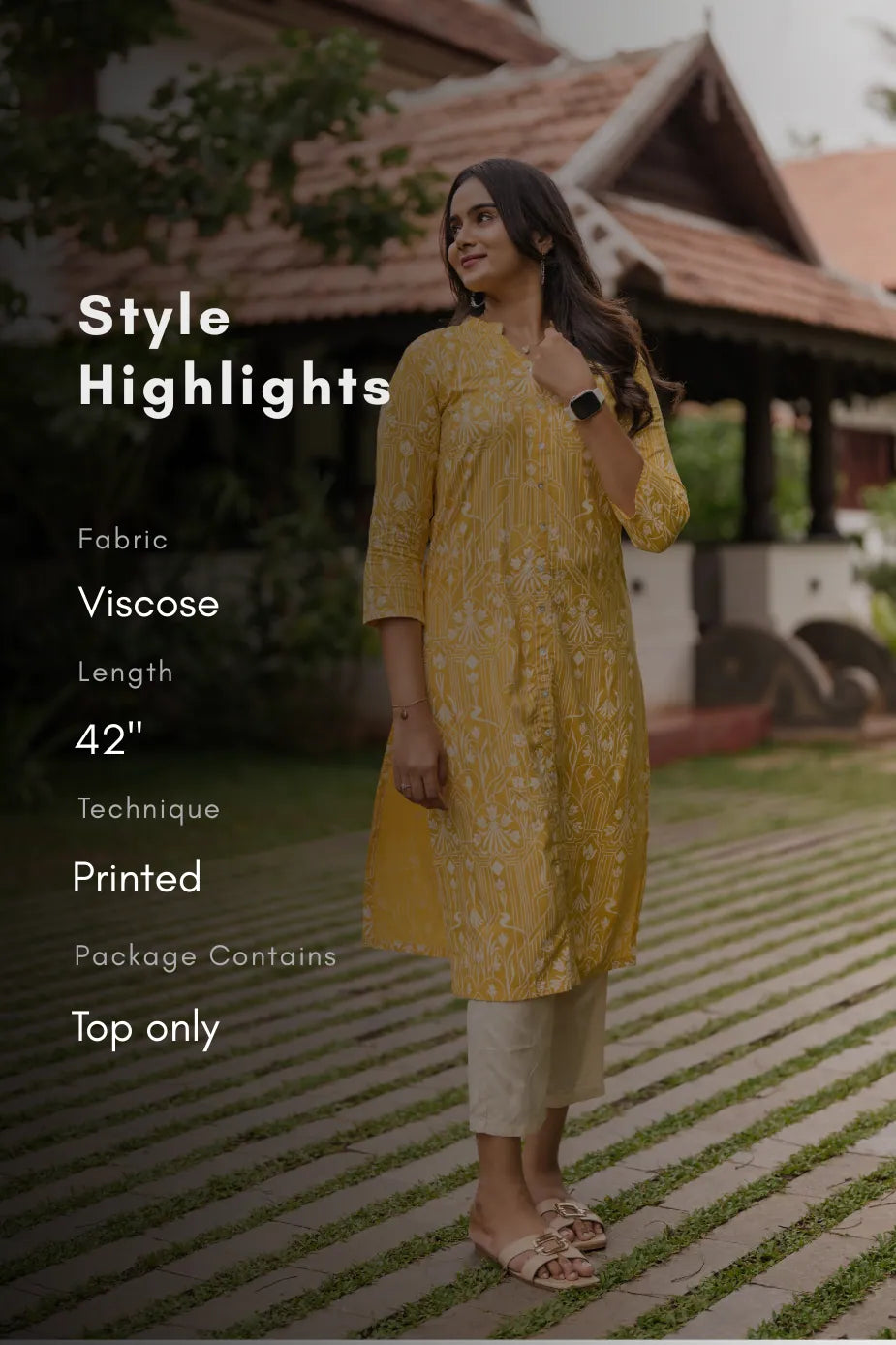 Sunelle Fleur Yellow Printed Regular Fit Basic Kurta