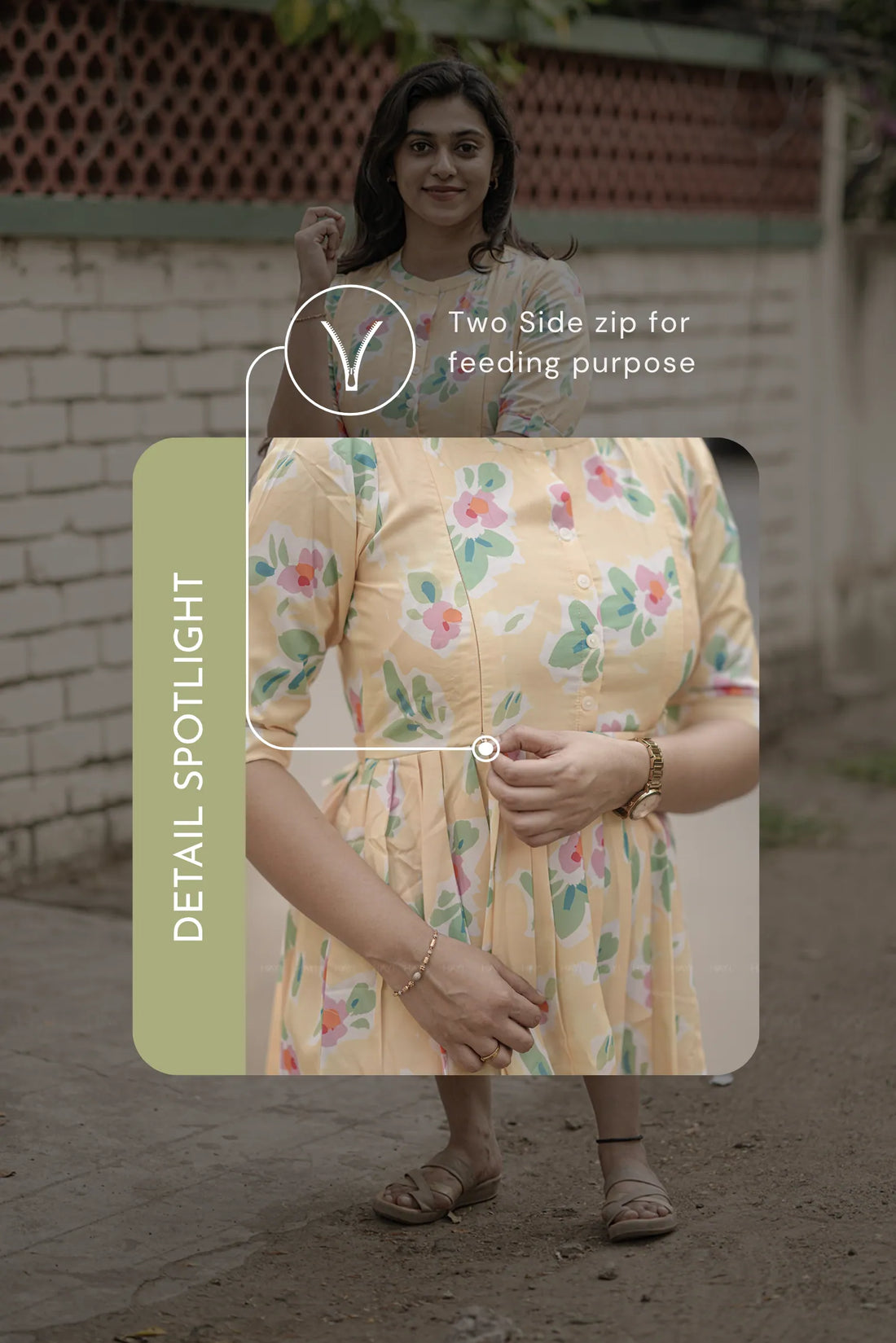 Sunlit Meadow Yellow Printed Maternity and Feeding Maxi Dress
