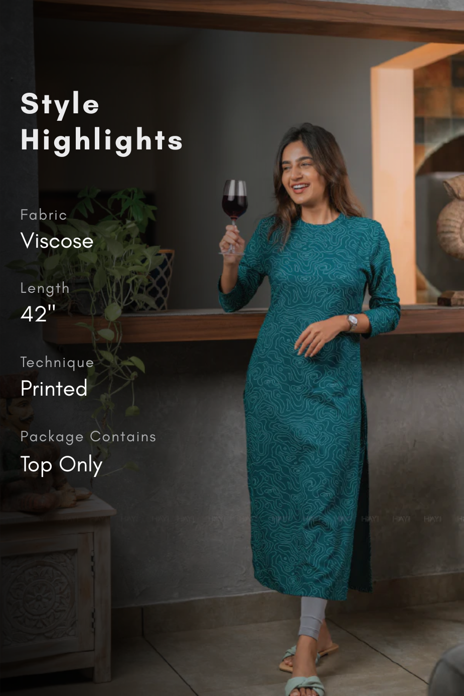 Teal Knot in Space Viscose Printed Kurta