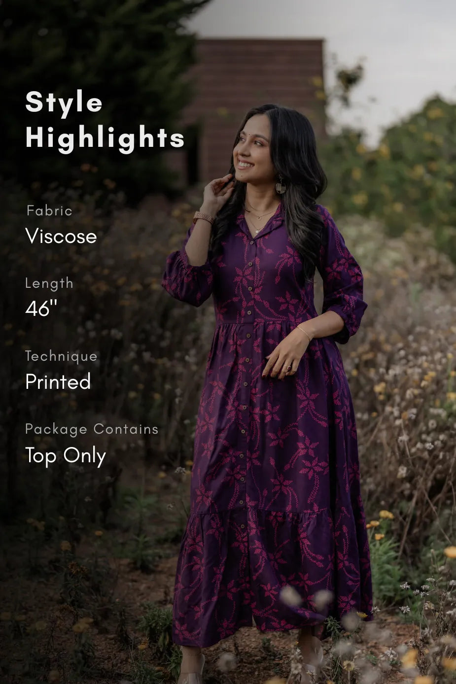 Plum Scarlet Viscose Printed Fit & Flare Dress