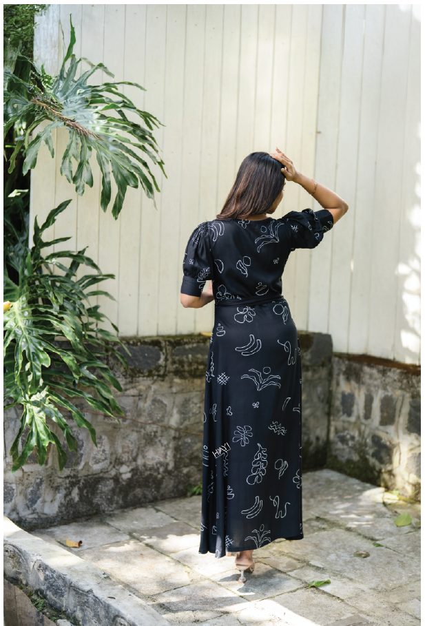 Black Bold In Boho Viscose Printed Dress