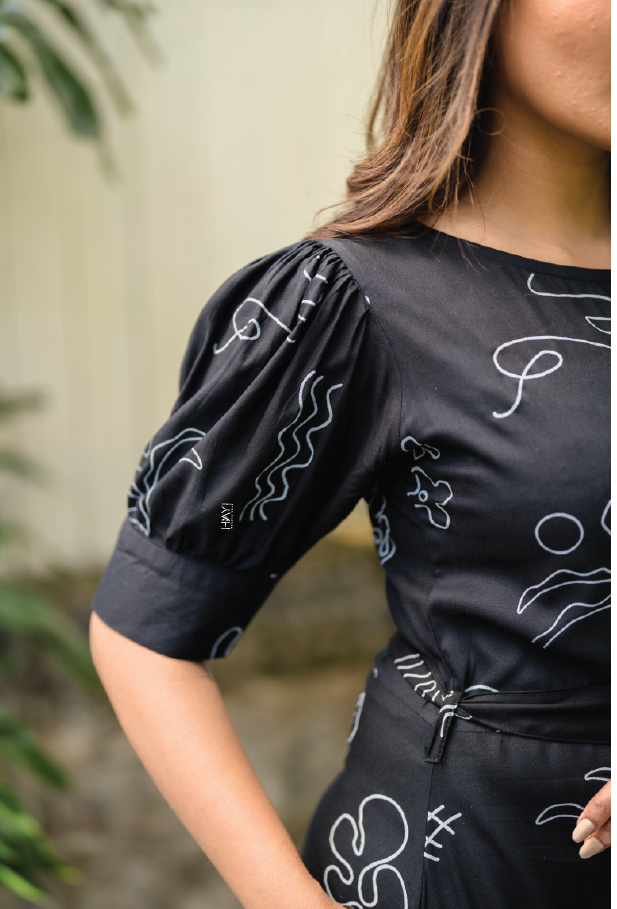 Black Bold In Boho Viscose Printed Dress