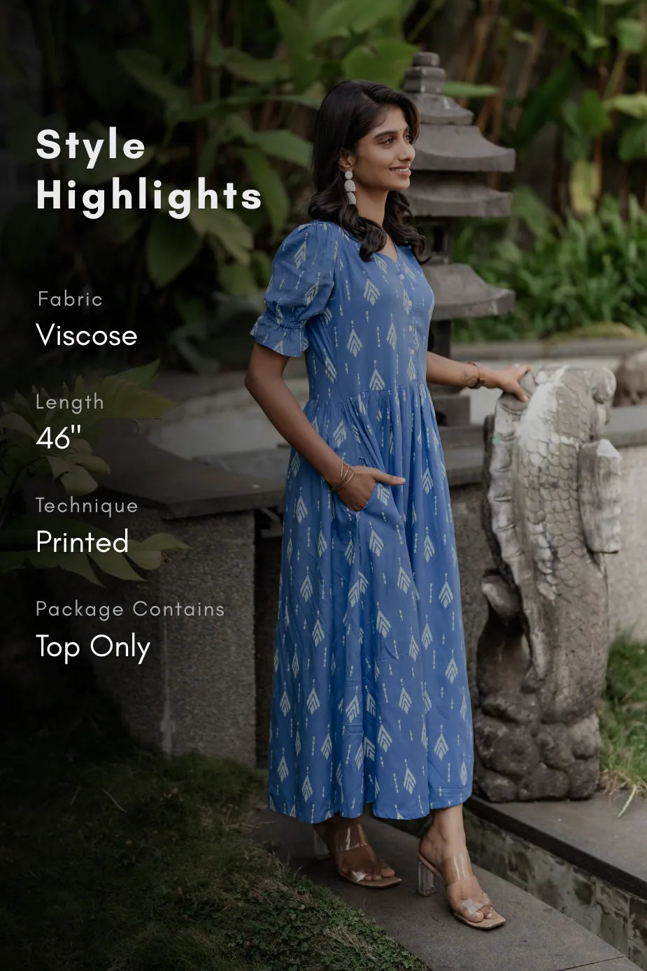 Icey Ikat Viscose Printed Twirl Dress