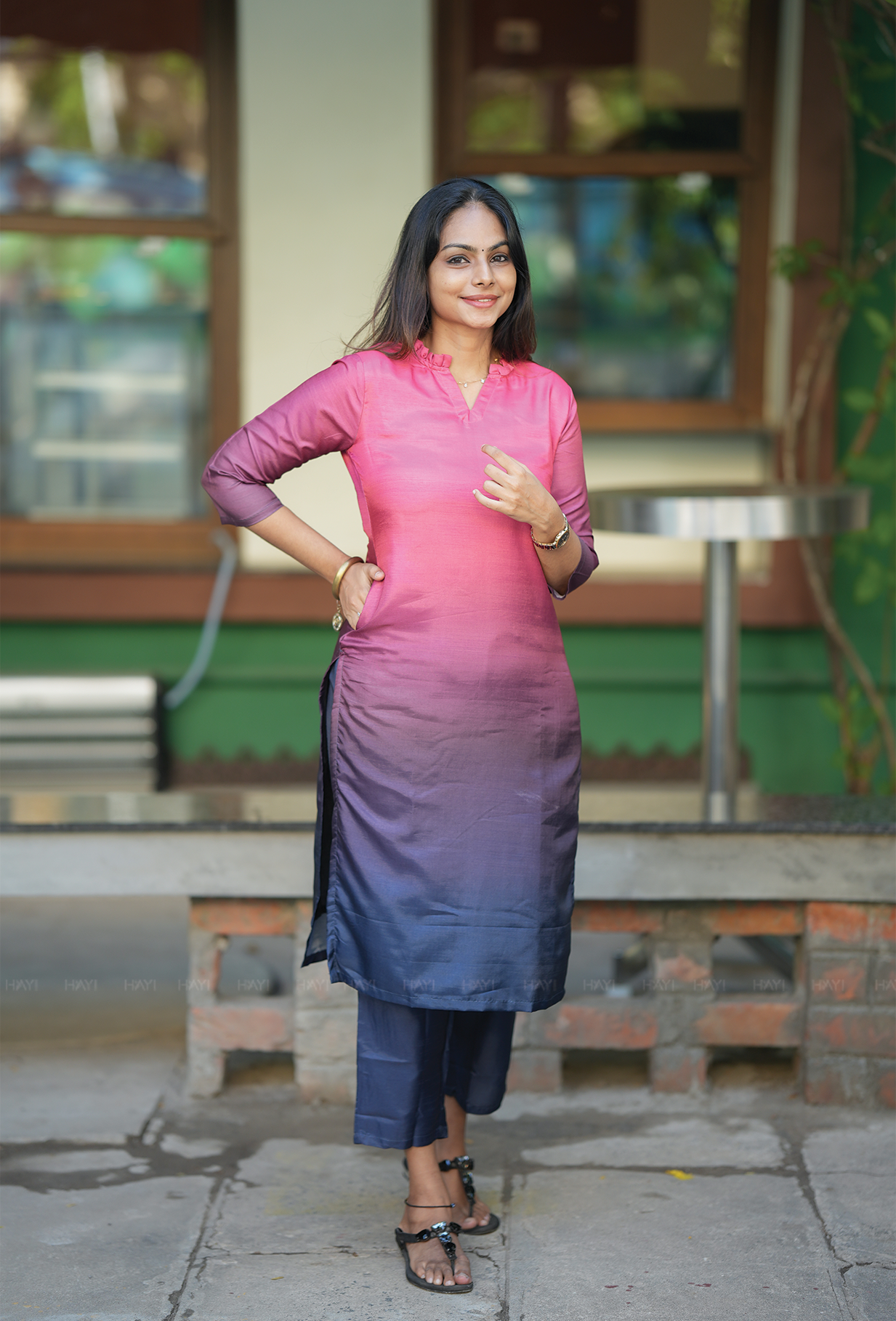 Tinted Red with Ombre Breeze Silk Blend Co-ords