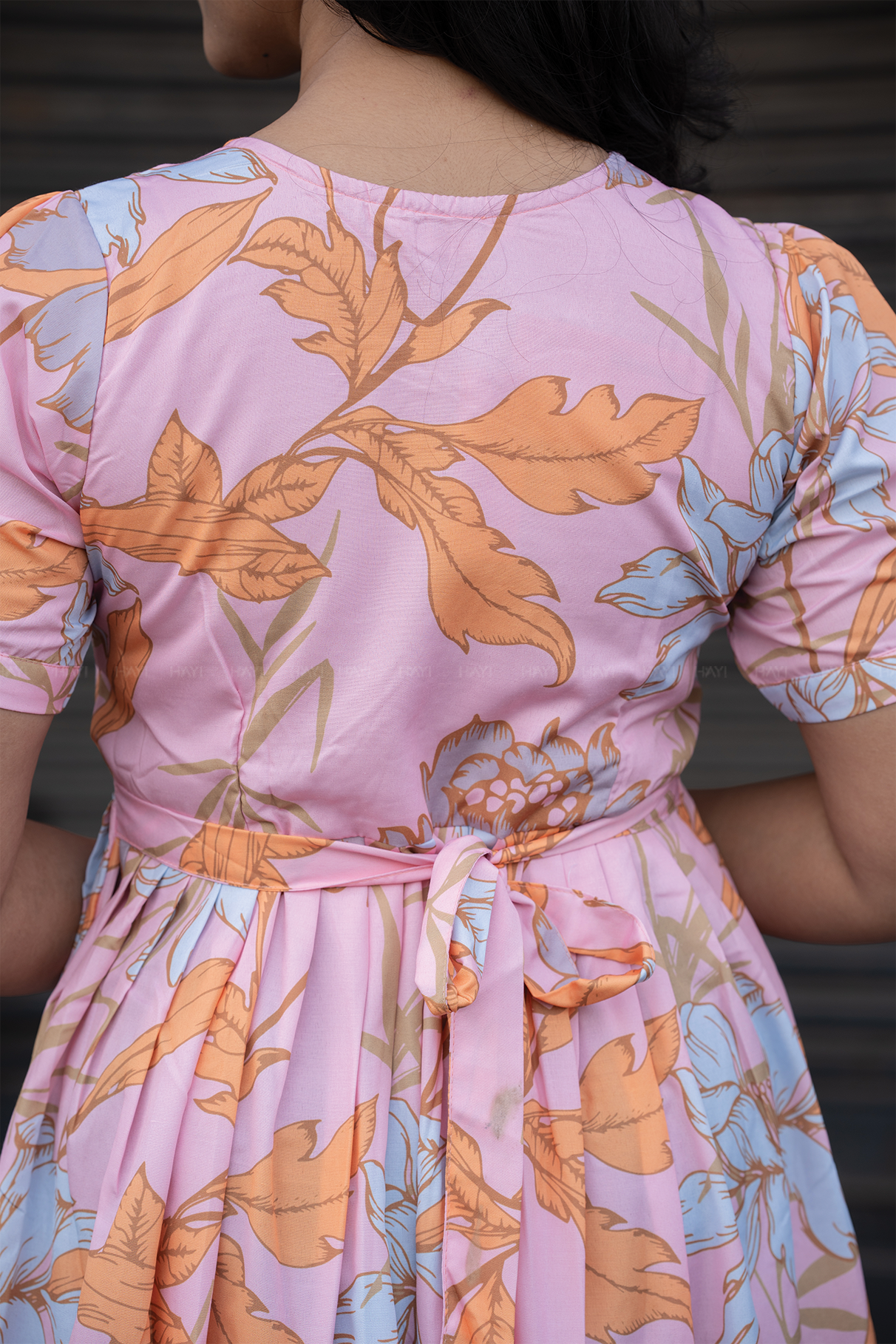 Florenza Pink floral printed Maternity and Feeding Cotton Blend Dress