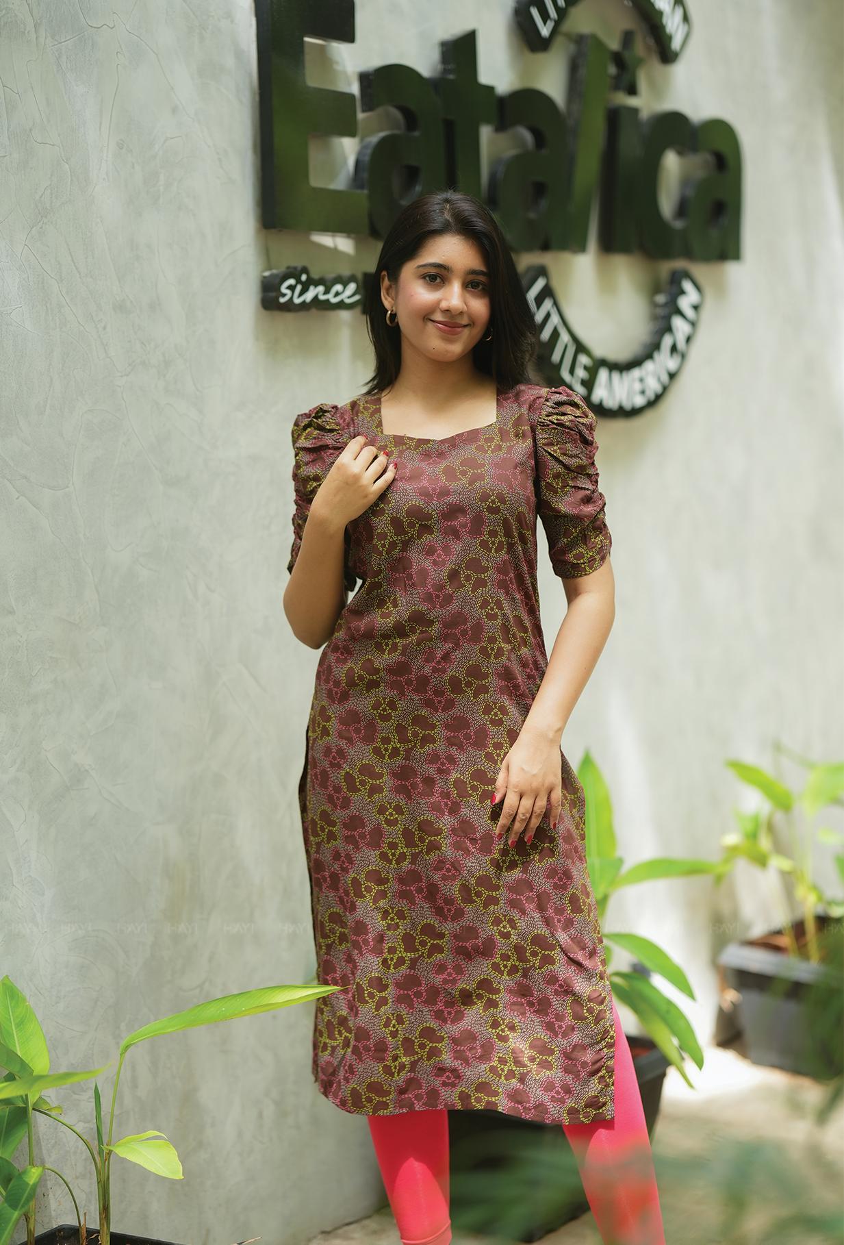 Dune Brown with Desert Luxe floral printed Viscose Kurta