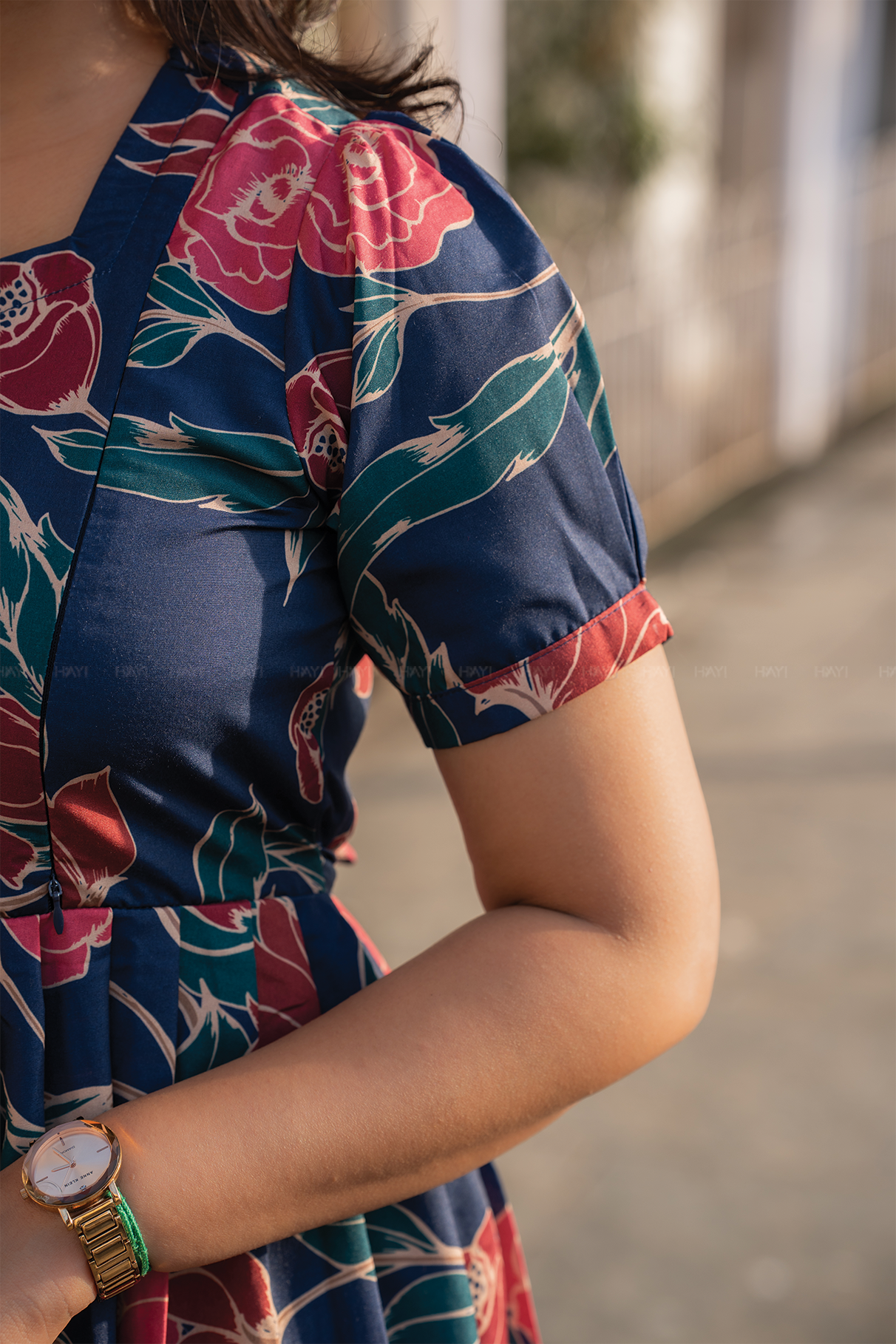 Petalia Blue floral printed Maternity and Feeding Cotton Blend Dress