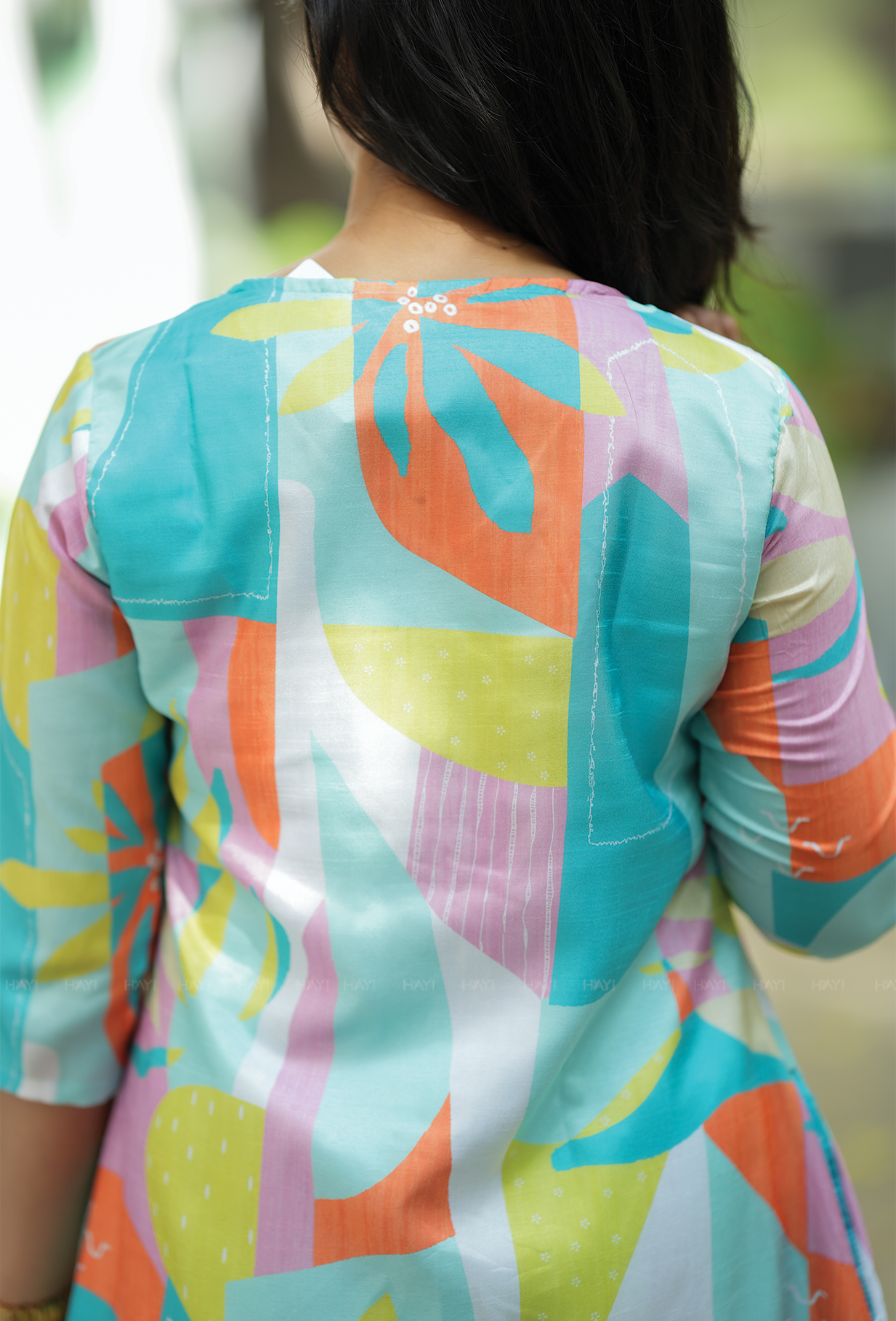 Fluoro Blue with Neon Oasis Silk Blend Co ord set