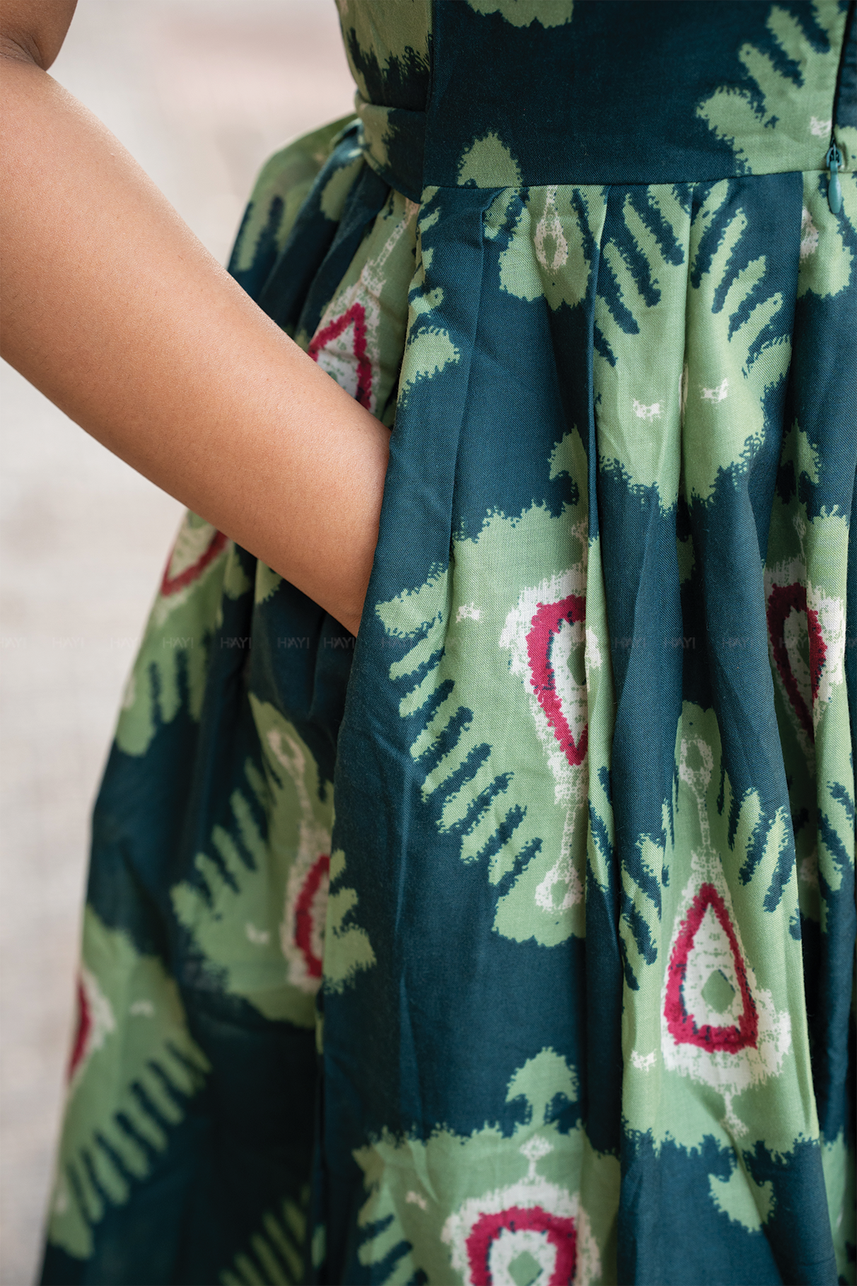 Inkmist Navy printed Maternity and Feeding Cambric Dress