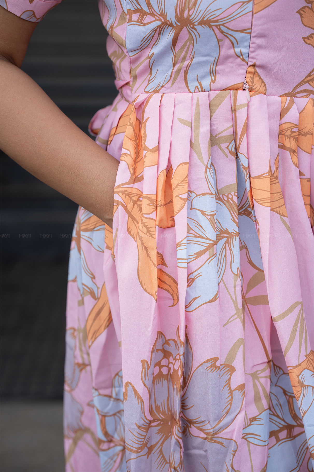 Florenza Pink floral printed Maternity and Feeding Cotton Blend Dress