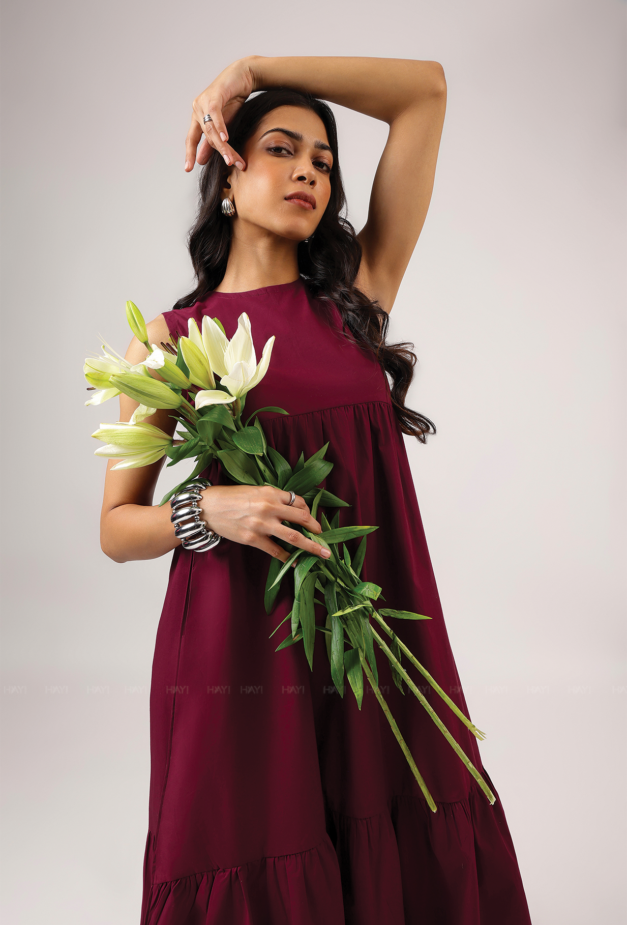 Vin Rouge Sleeveless Wine Flared Dress