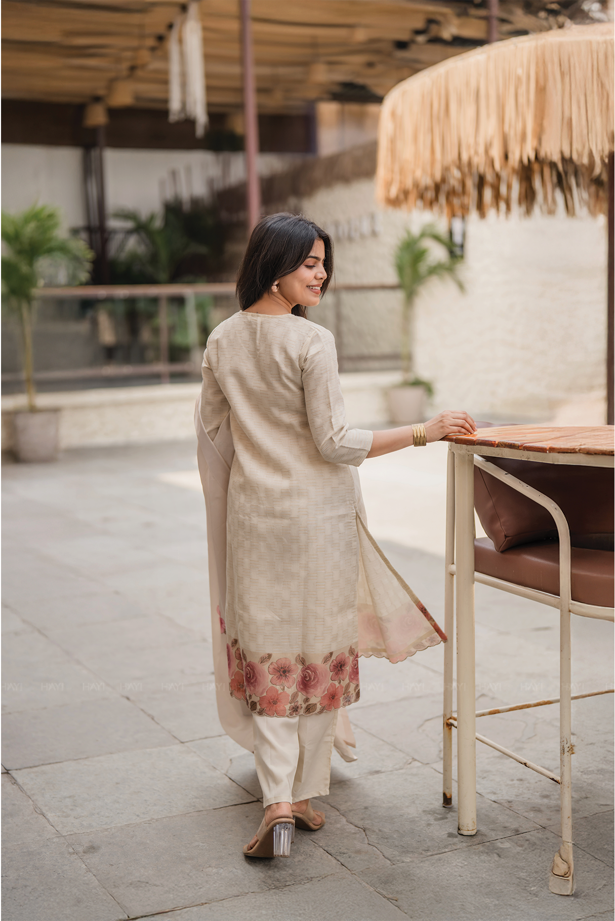 Lumi Printed 3 Piece Tussar Silk Blend Kurti Set with Dupatta