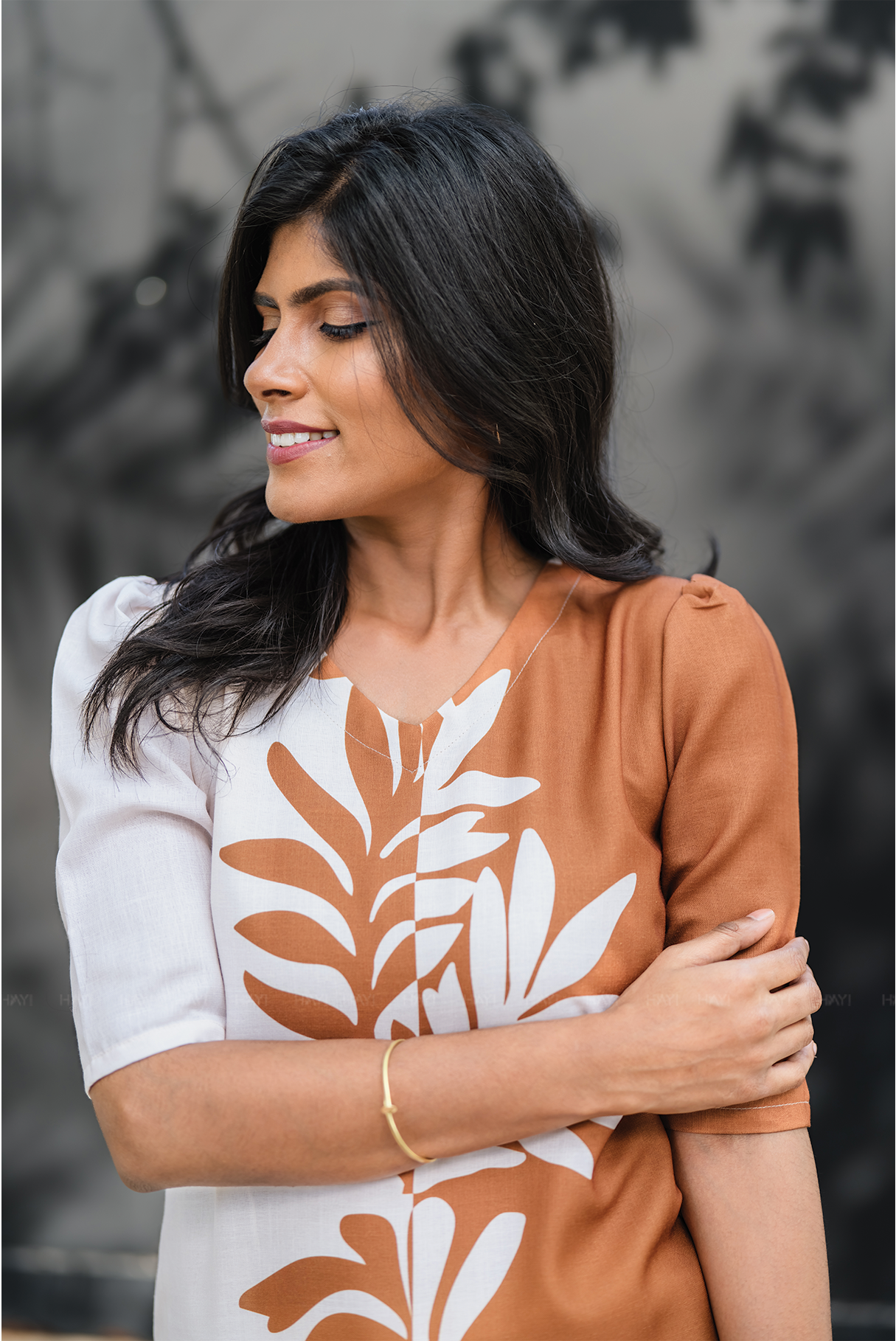 Dusk Beige with Rustleaf Grace floral printed Linen Blend Kurta