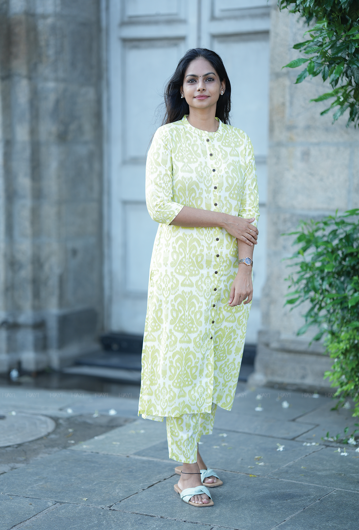 Tangerine Green with Citrus Purch printed Viscose Co Ords