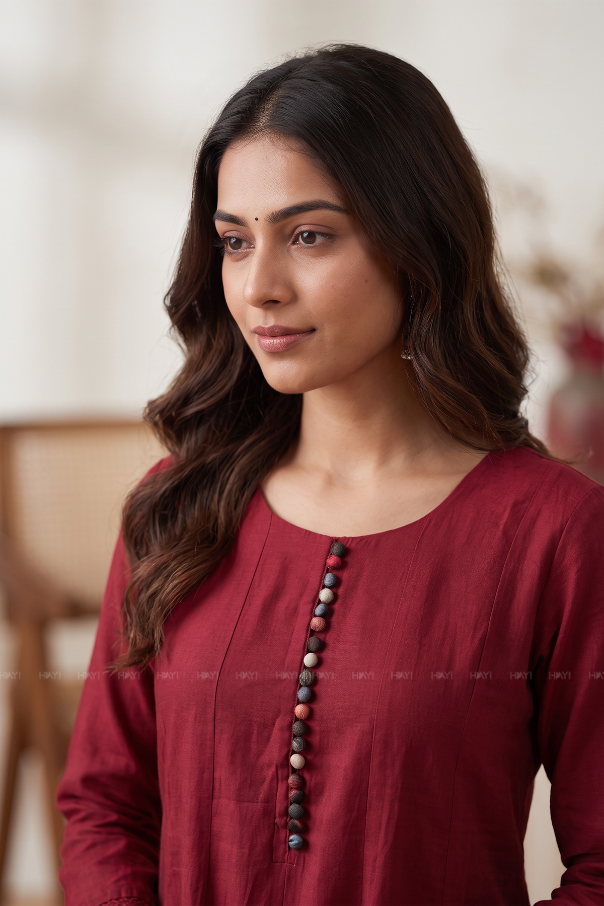 Berry Cascade Red Silk Blend Printed 3-Piece Kurta Set
