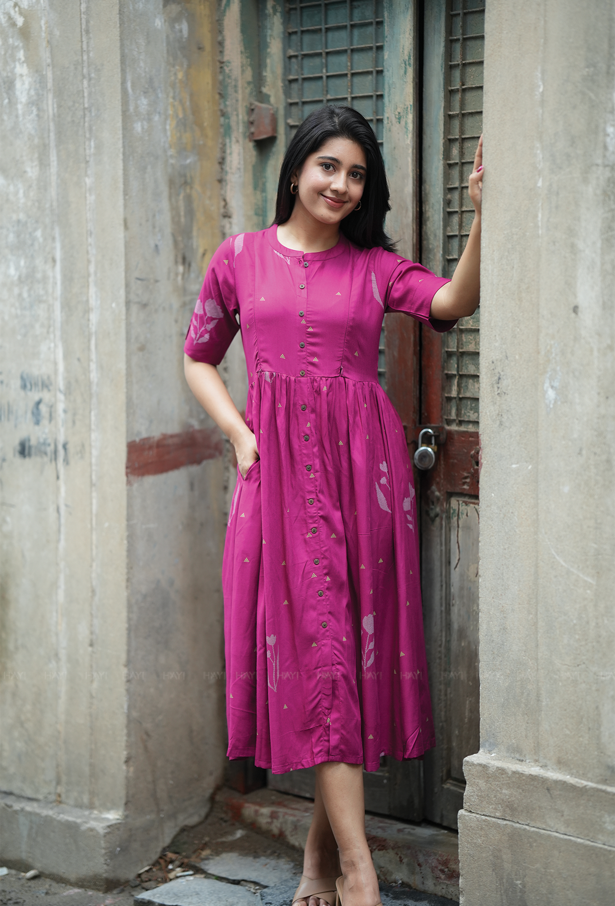 Solstice Maroon with Muted Muse Maternity and Feeding Dress