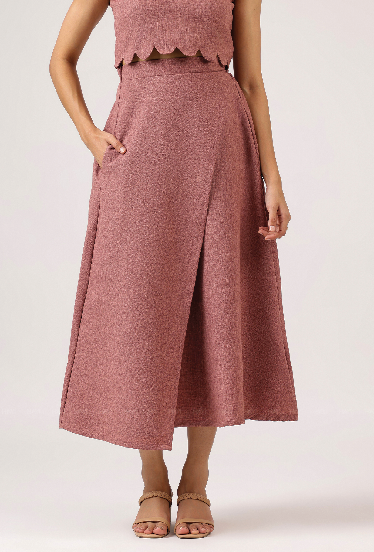 Rosaire Scallop Crop Top And Skirt