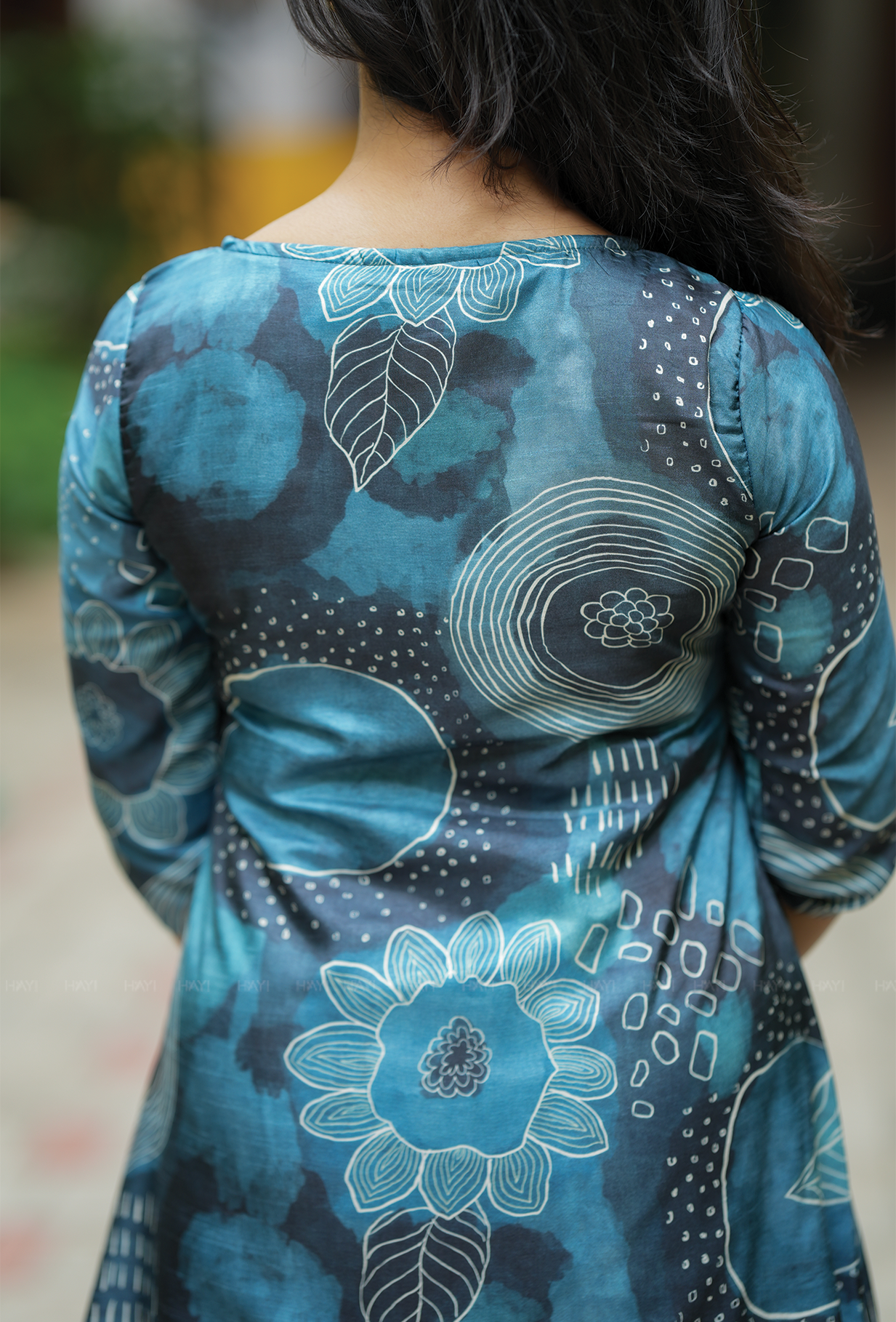 Laver Blue with Floral Membrane Silk Blend Co ord set