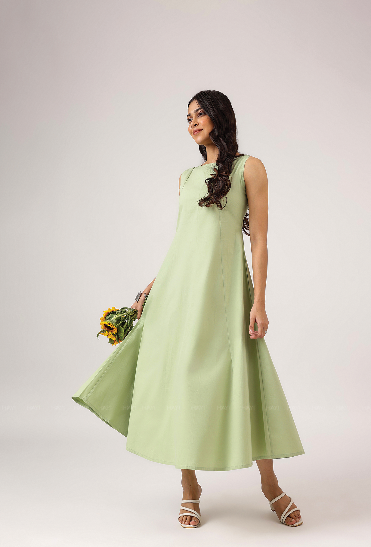 Skyfall Green Sleeveless Panel Dress