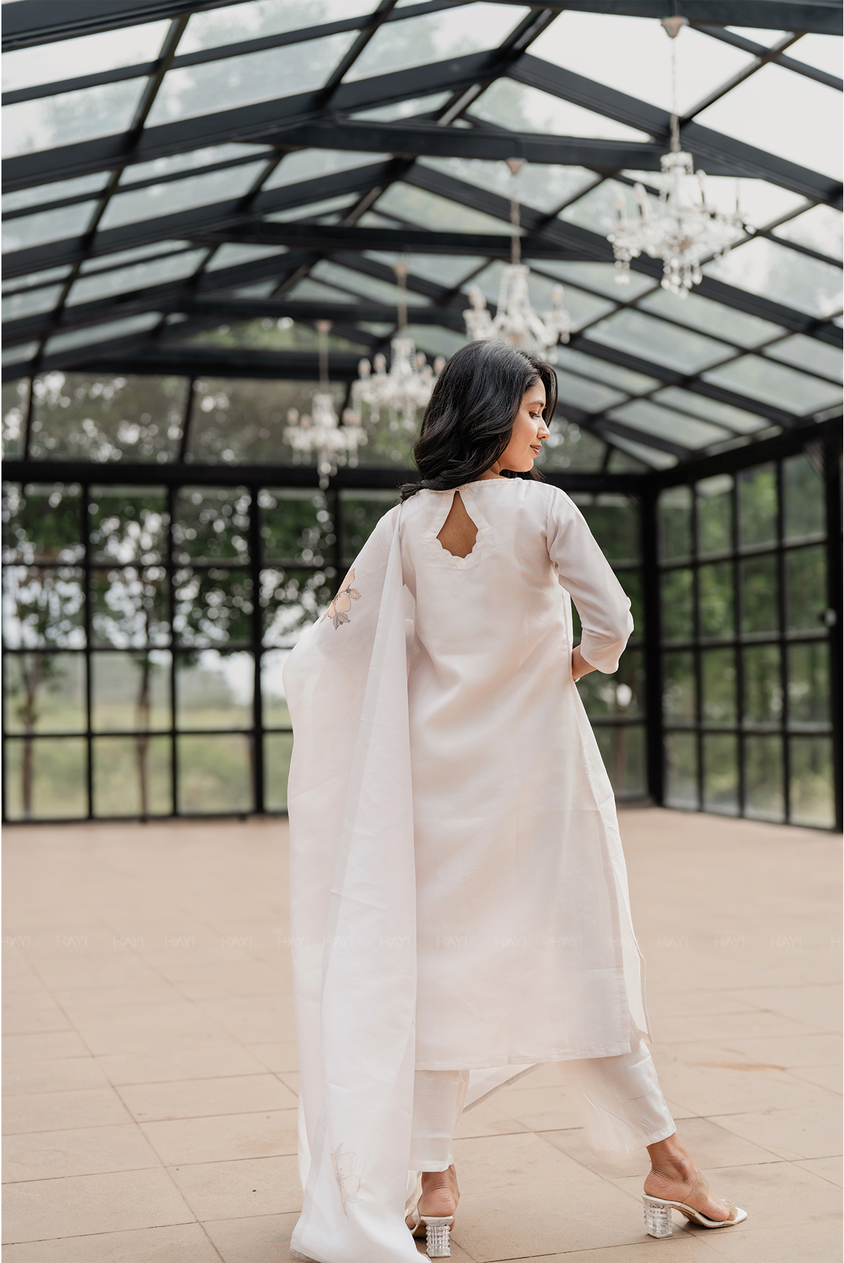 Lavira petal Off-White 3 Piece Silk Blend Embroidery Kurta with Pant & Dupatta