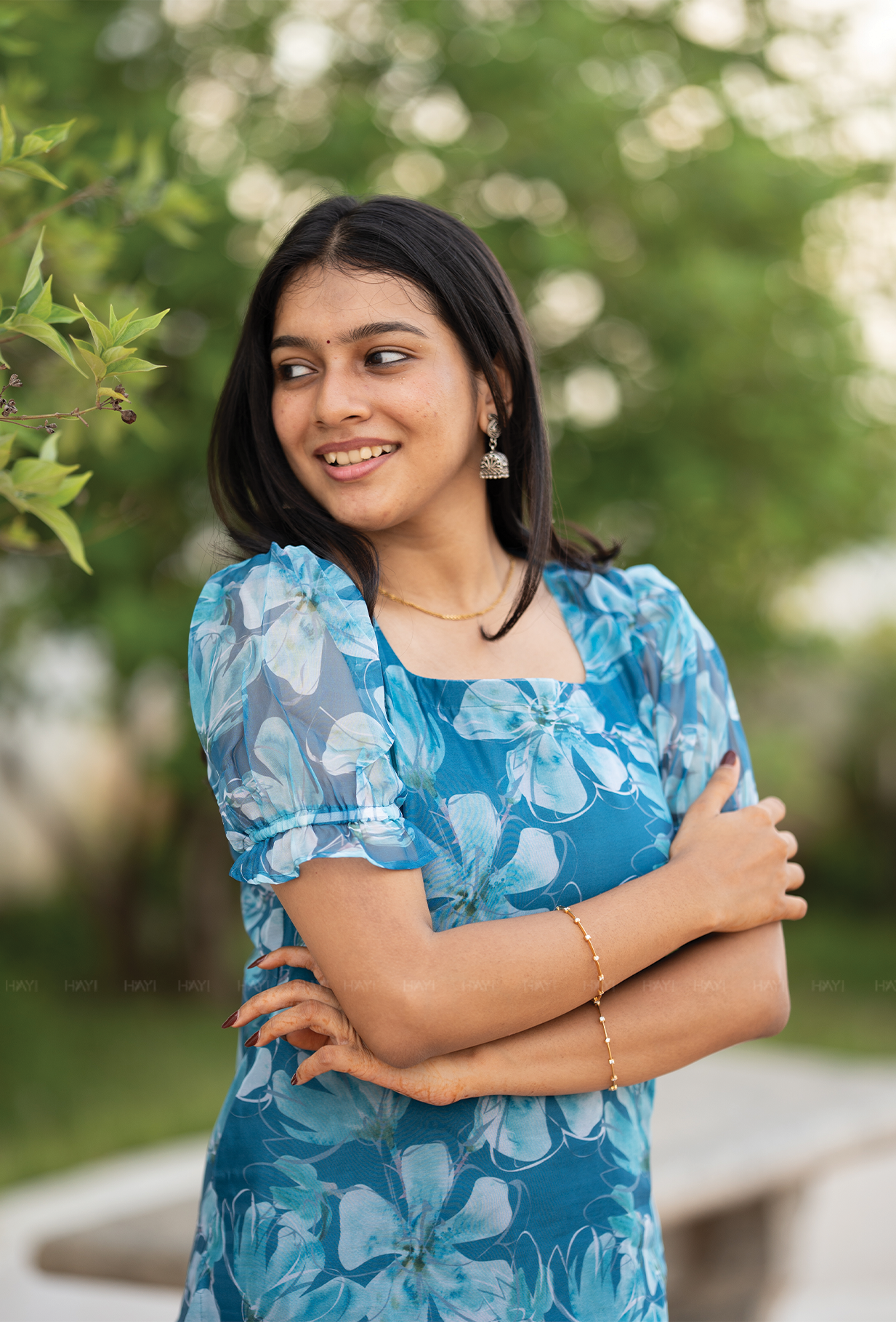 Seafoam Blue with Ocean Bloom floral Organza kurta