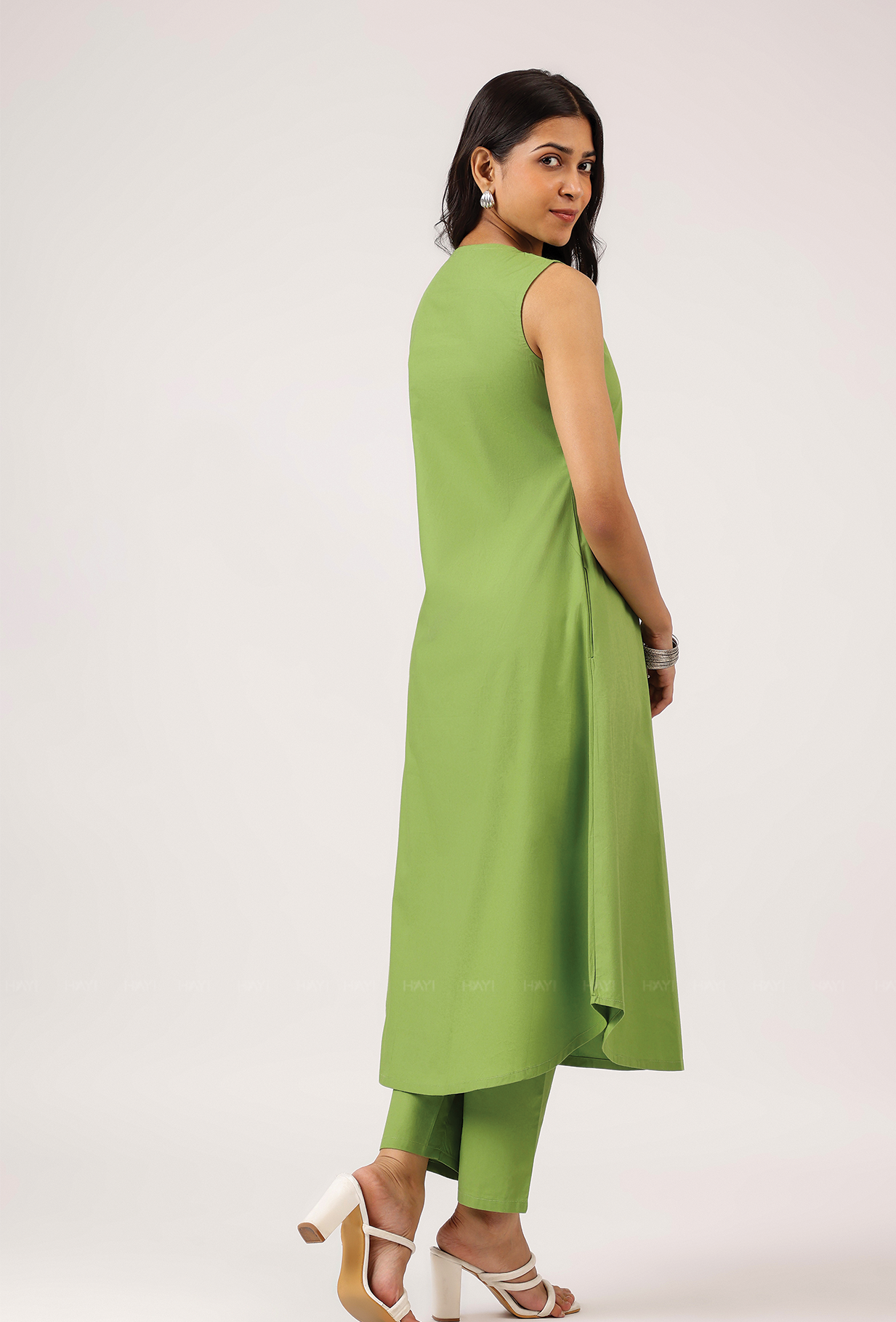 Lime After Lime Rounded Hem Sleeveless With V Neck Co Ords