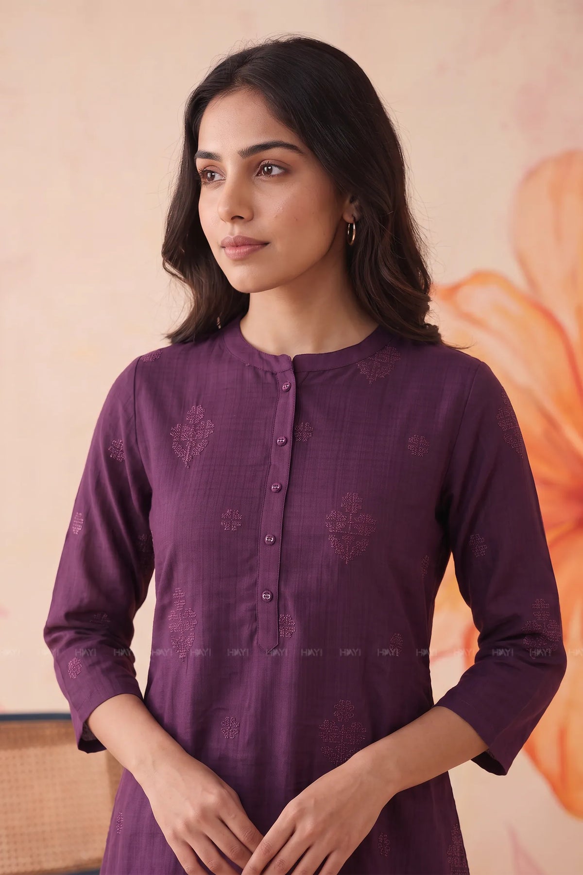 Amethyst Sprigs Purple Embroidered Silk Blend Co-ord Set