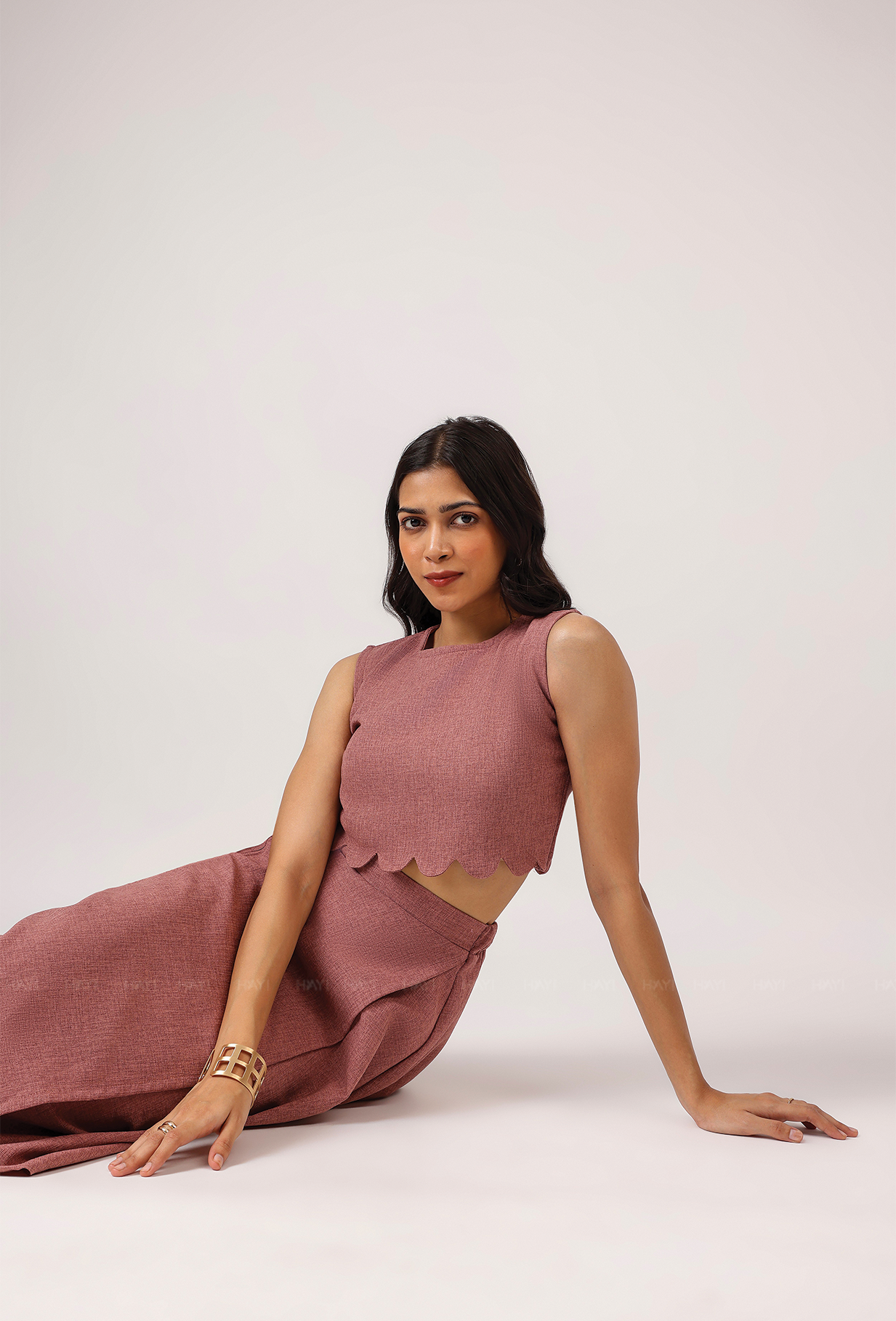 Rosaire Scallop Crop Top And Skirt