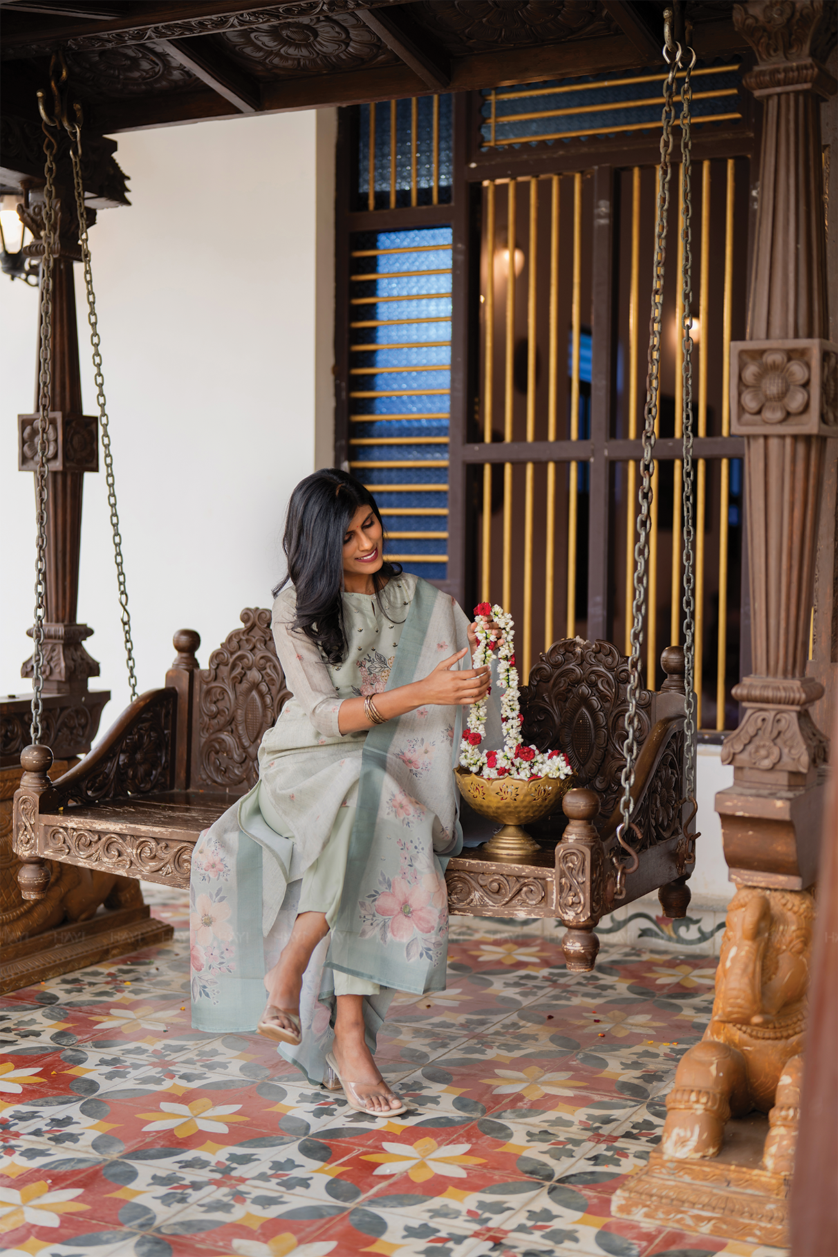 Limevine Green 3 Piece Silk Blend Embroidery Kurta with Pant & Dupatta