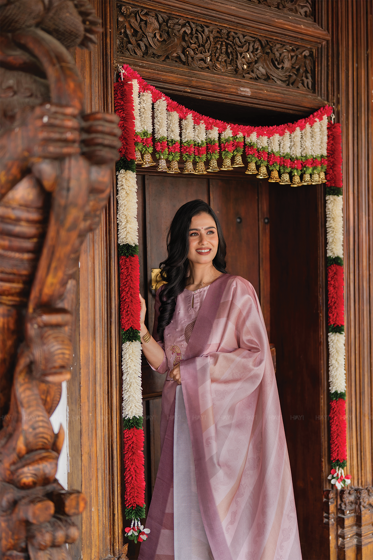 Thogai Dusky Pink 3 Piece Silk Blend Embroidery Kurta with Pant & Dupatta