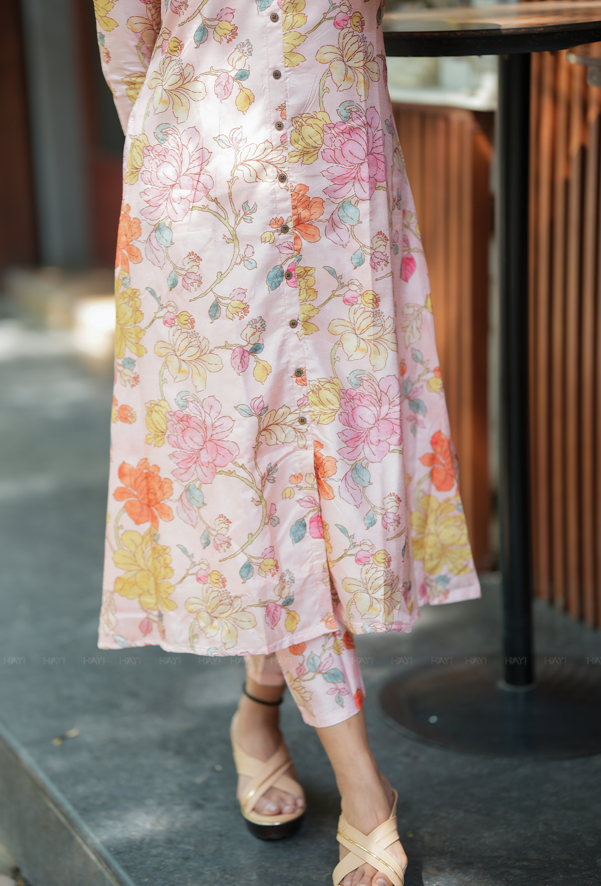 Light Orange with Cinnamon Touch Silk Blend Co ord set