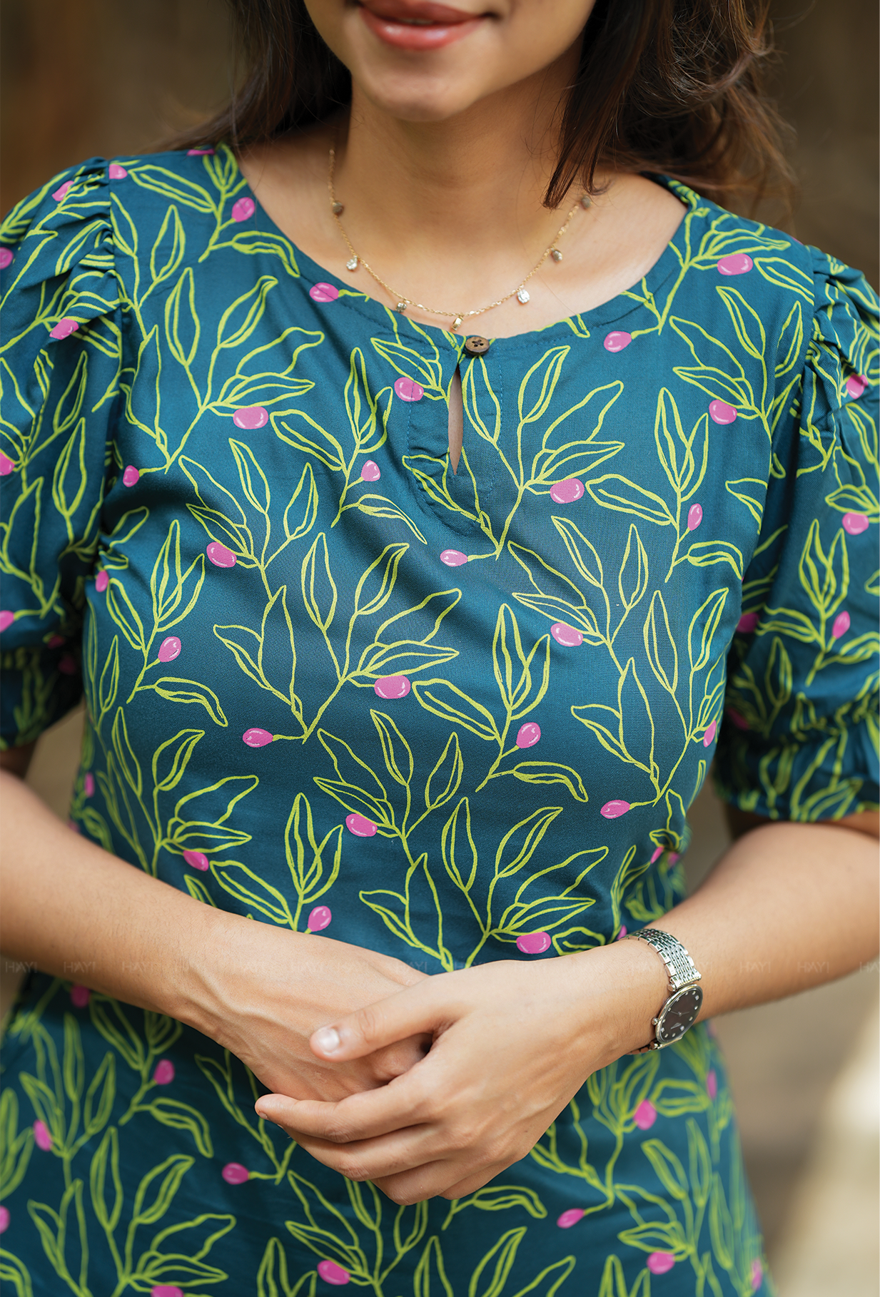Shroud Green with Spring Veil floral printed Viscose Kurta
