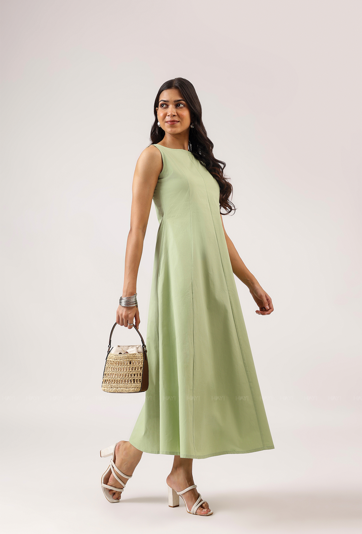 Skyfall Green Sleeveless Panel Dress
