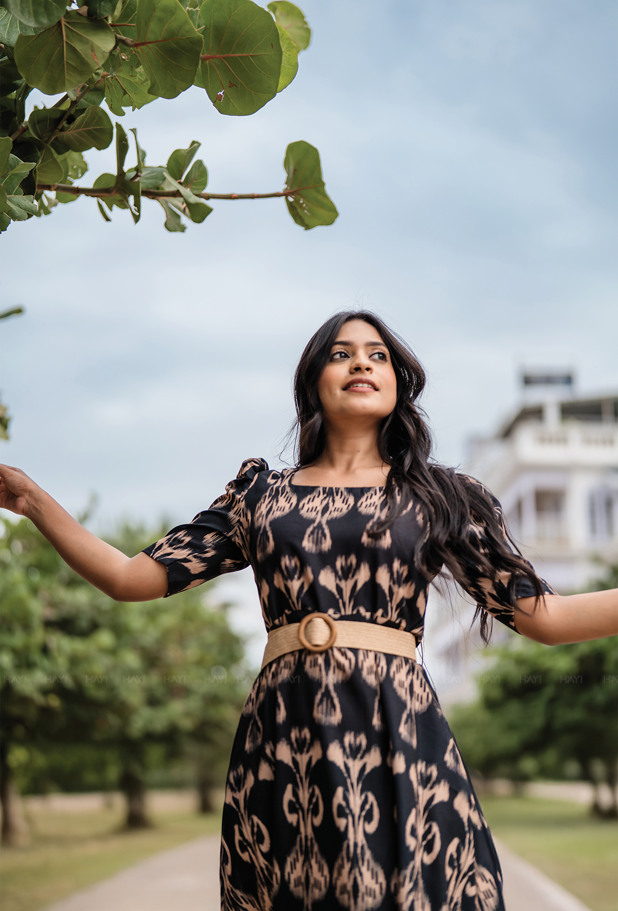 Horizon Black with Dark Desire printed Linen Blend Dress