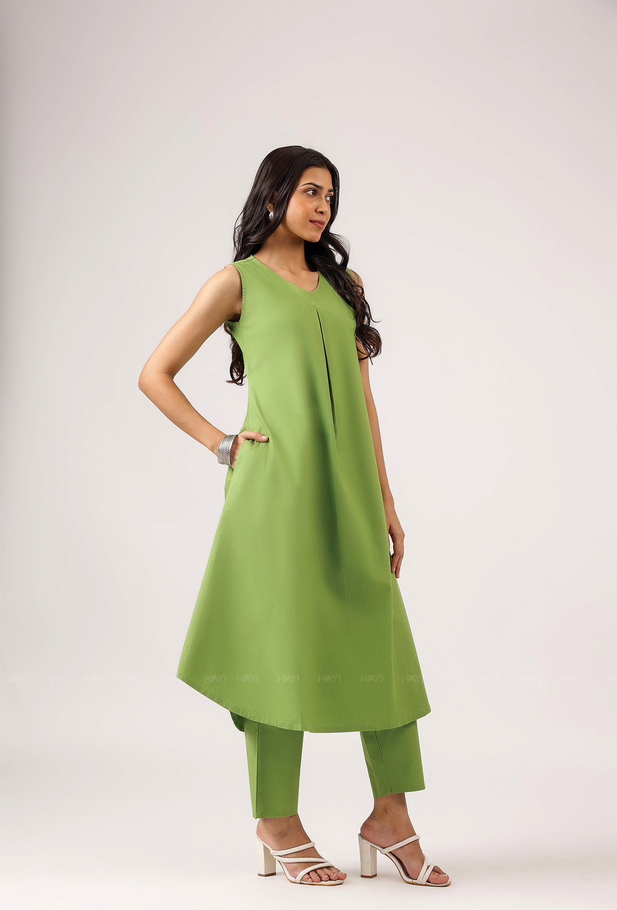 Lime After Lime Rounded Hem Sleeveless With V Neck Co Ords