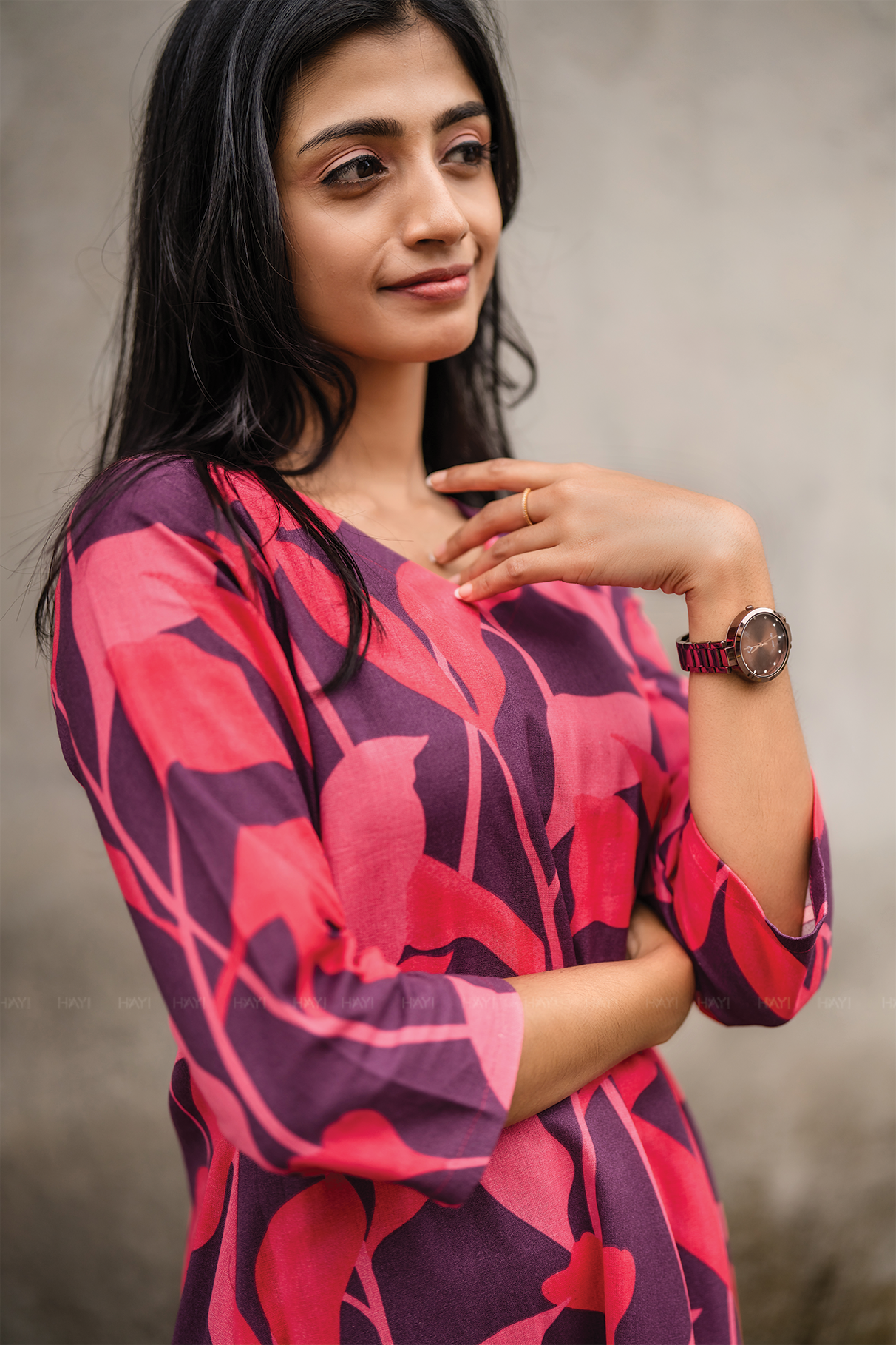 Floral Rush Violet Cotton Co-ord with V-Neck