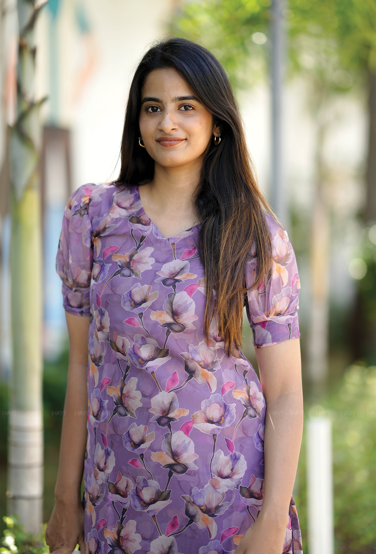 Blushed Violet with Blooming Posy Organza kurta