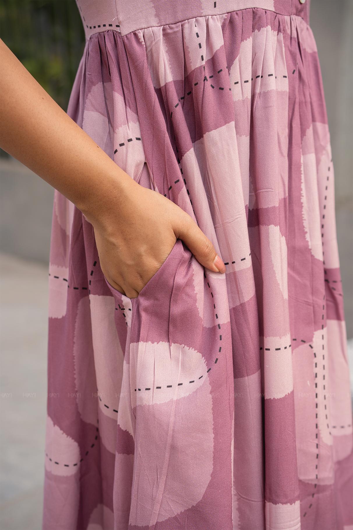 Dusty Calm Mauve Printed Maternity and Feeding Viscose Dress