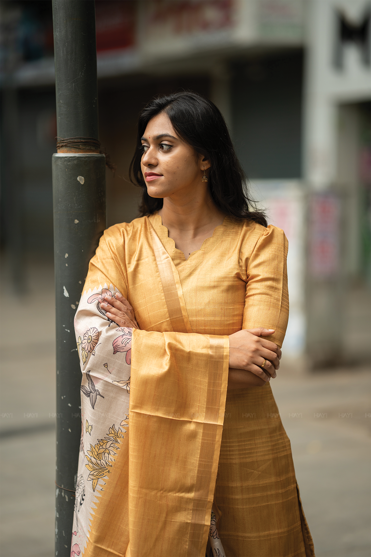 Swanira Yellow printed 2 Piece Jacquard Kurta with Dupatta