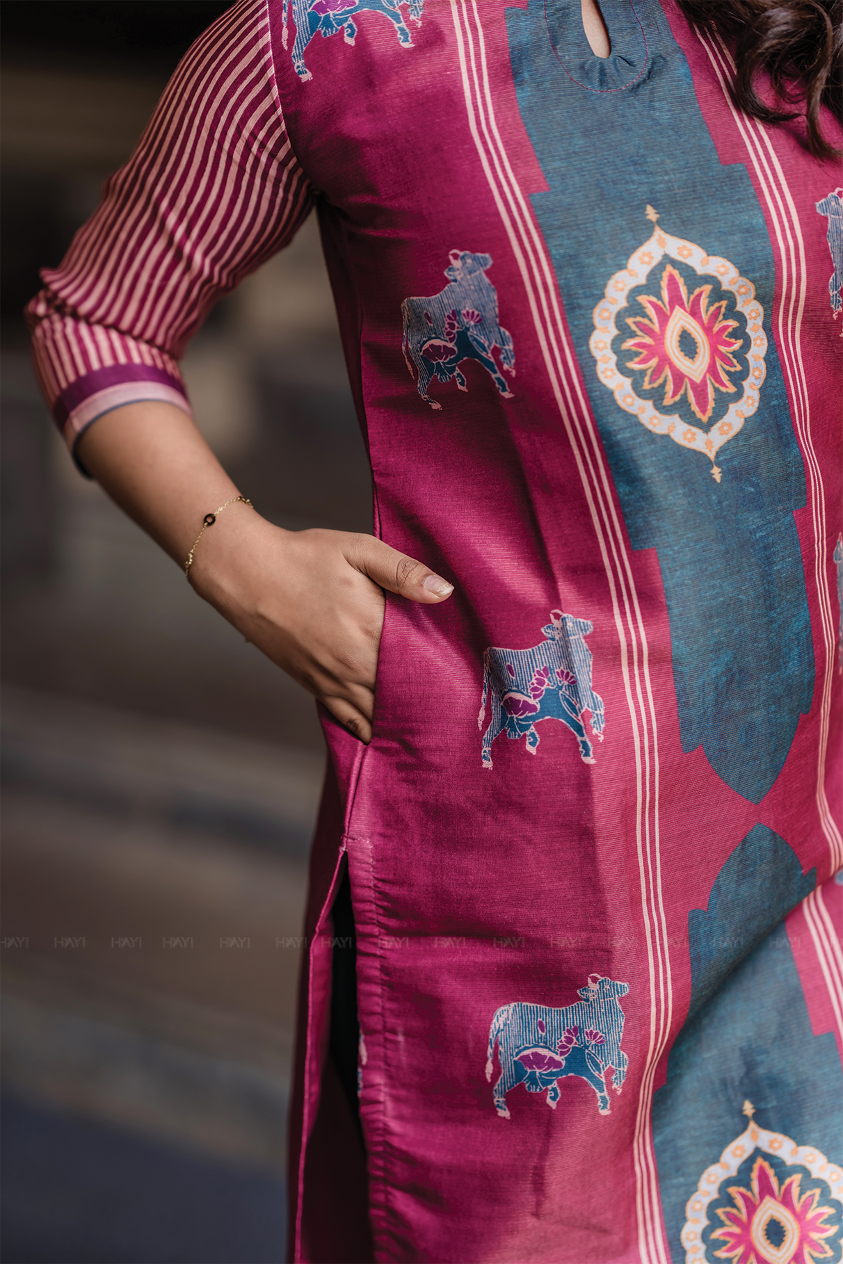 Rustic Grace Red 3 Piece Shimmer Tissue Blend Placement Printed Kurta with Pant & Dupatta