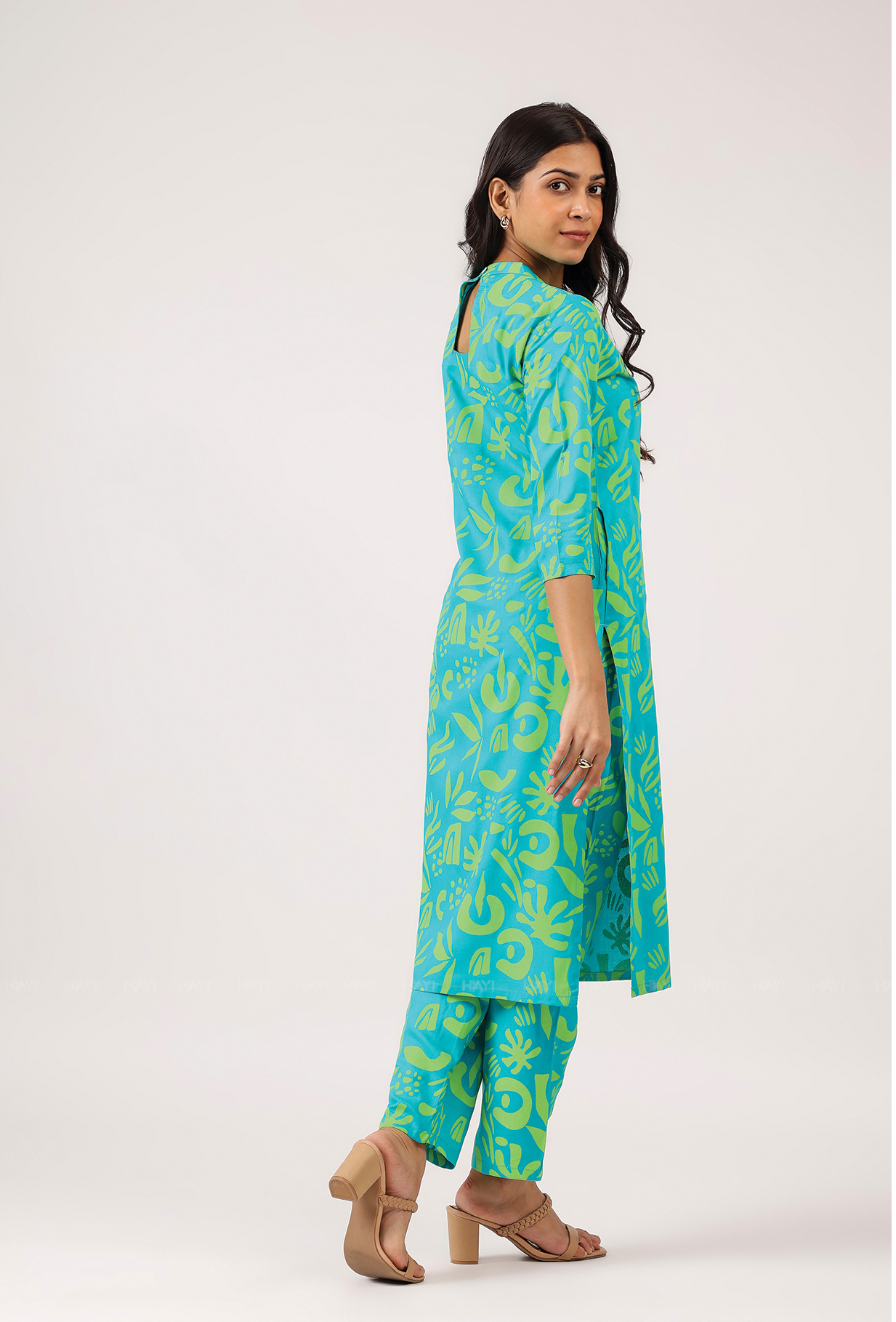 Hazy Blue with Abstract Grove Viscose printed Co ord set