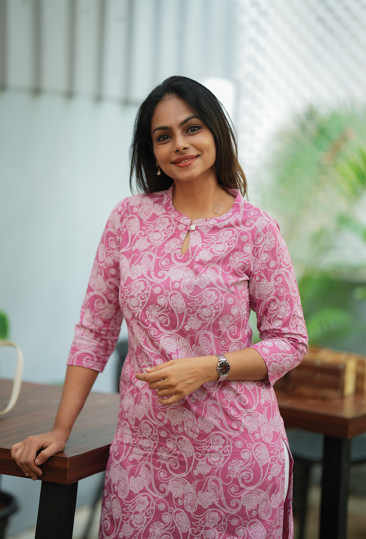 Light Pink with Paisley Whisper printed Viscose Kurta