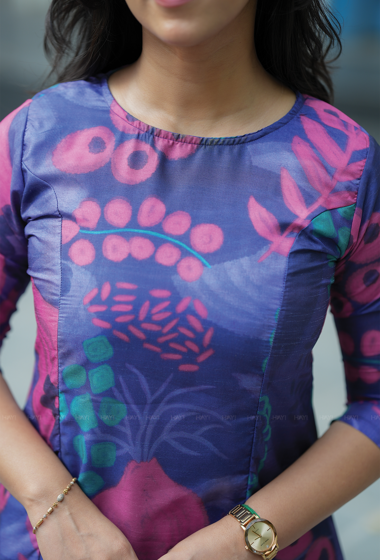 Lucid Violet with Orchid Cherry Silk Blend Co ord set